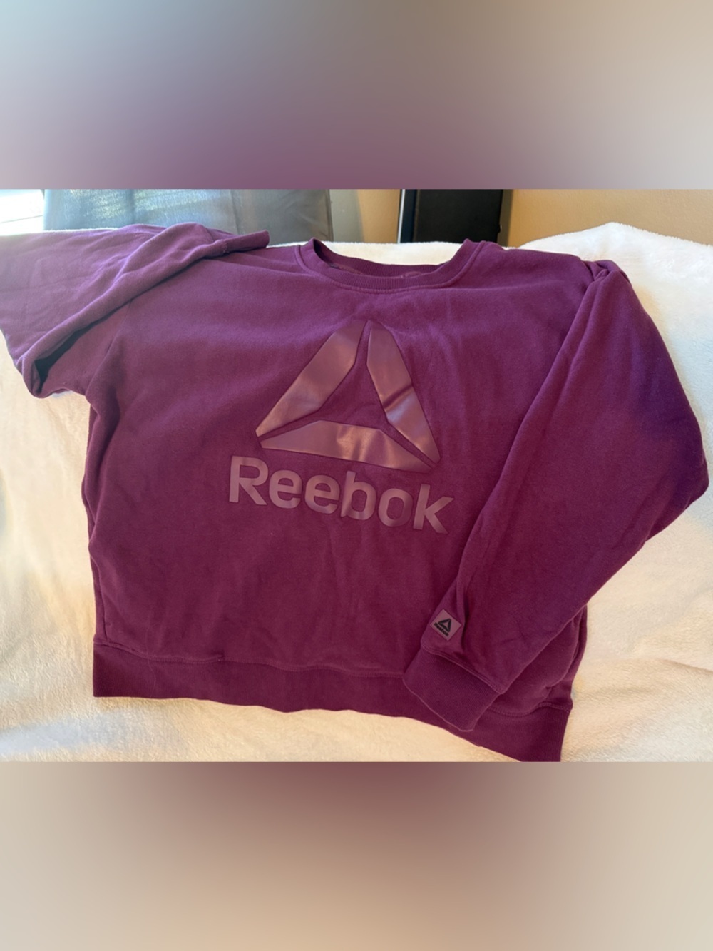 Reebok Deep Plum Logo Crewneck Sweatshirt, XXL